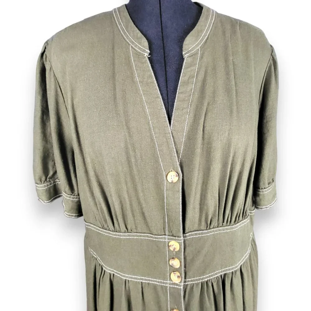 WHO WHAT WEAR Linen Blend Button Front Dress 2XL - Picture 5 of 5